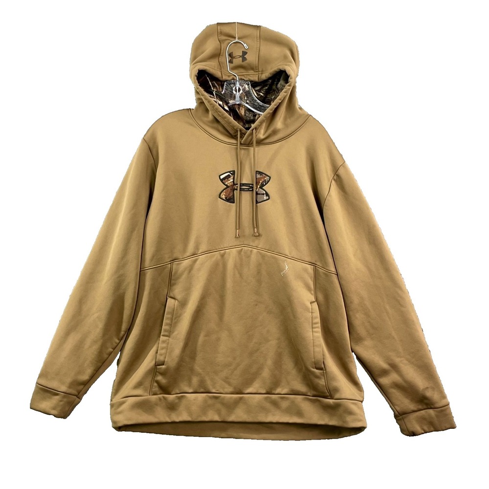 Under Armour Hoodie Mens 2XL Brown Camo‎ Logo Sportswear Athleisure Activewear